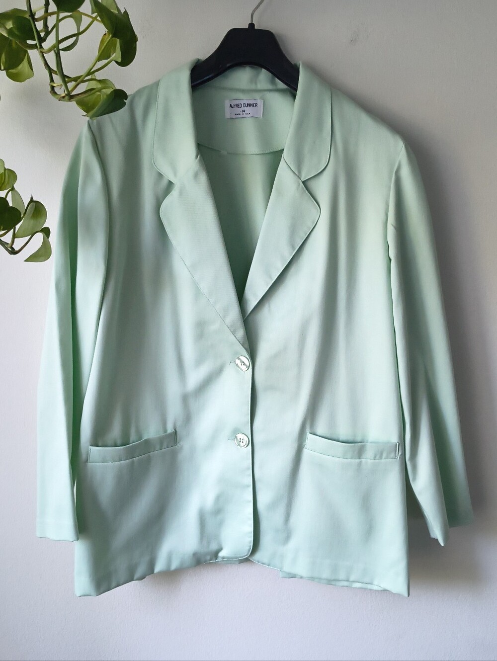 Vintage Alfred Dunner Mint Green Blazer Jacket US 14 UK 18 Pastel Lightweight
